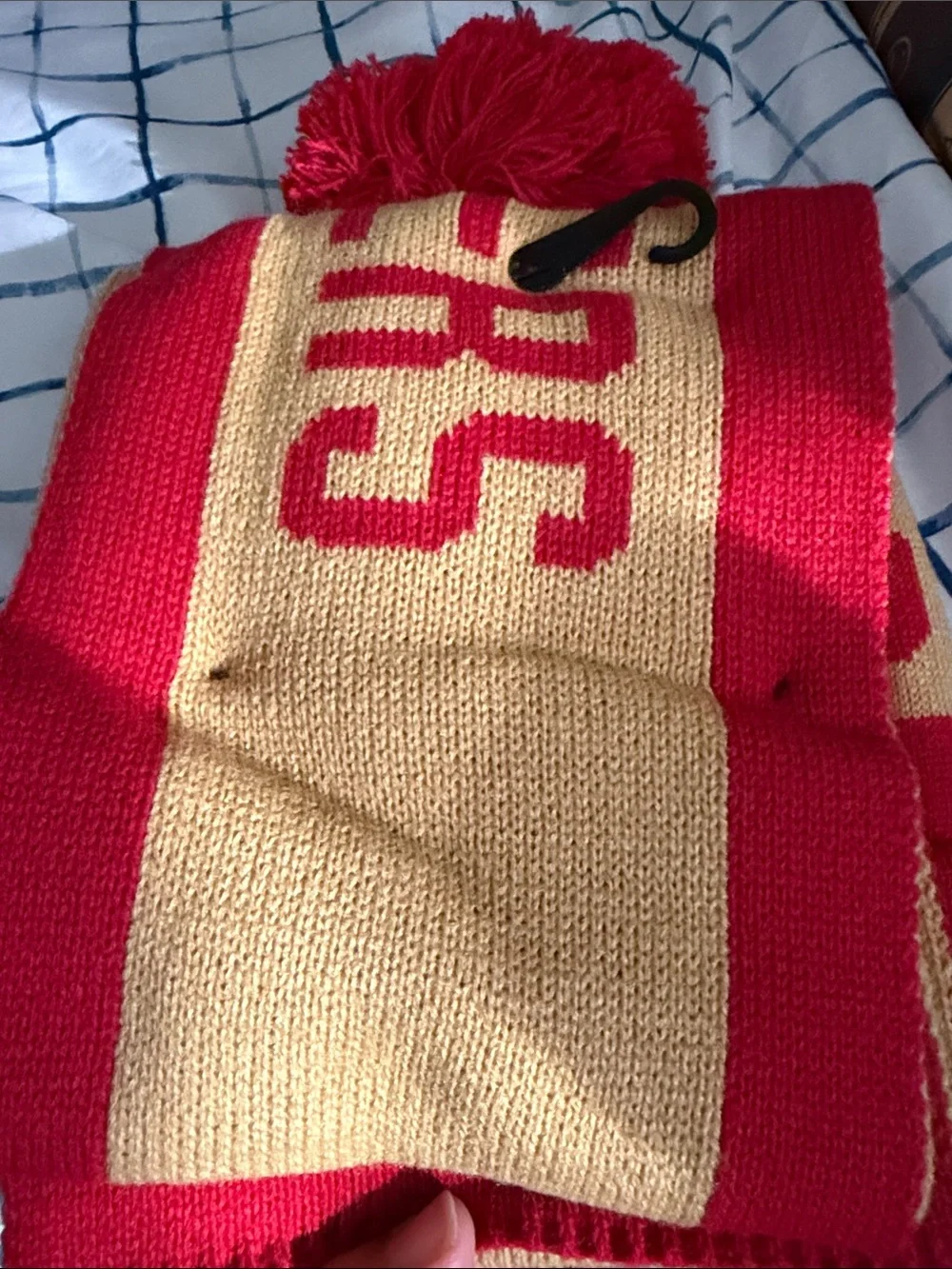 NFL San Francisco 49ers Red and Gold Pom Beanie - Kids